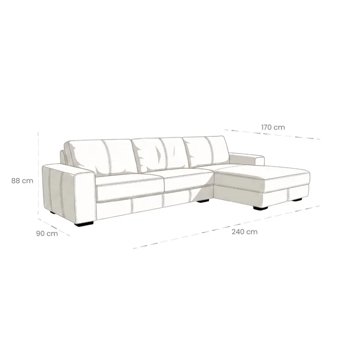 Sillón 3 cuerpos con Chaise - Como - Arena Derecho en Beige - Sillones y sofás, Uruguay | Rústico Hogar, vista 3