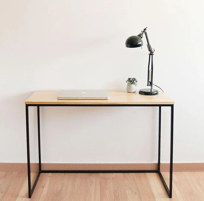 Escritorio Desk Hierro Y Madera en Madera natural - Escritorios y sillas de escritorio, Uruguay | Treehouse Deco