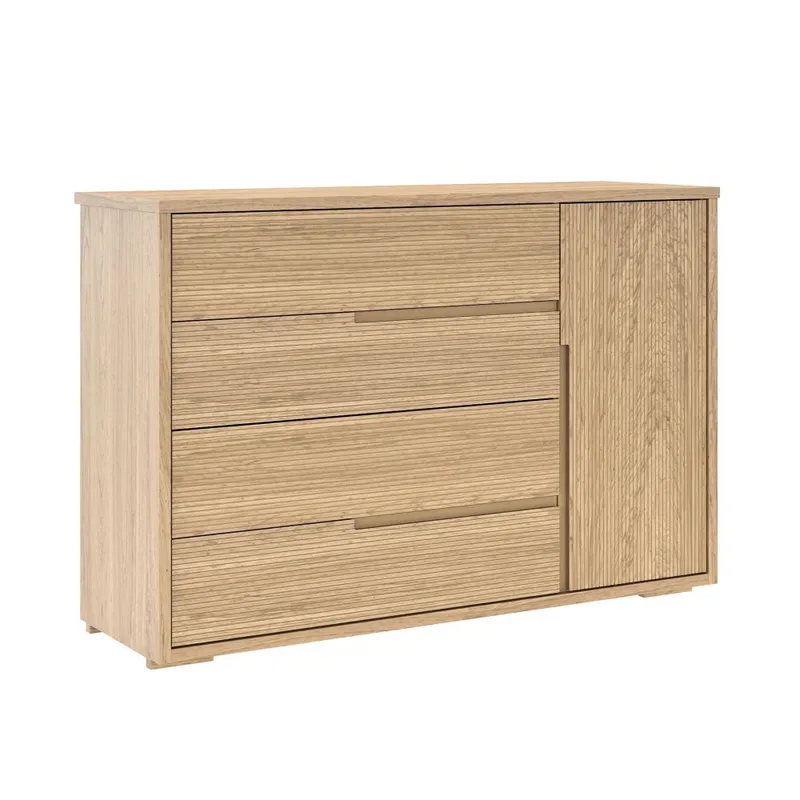 Cómoda Zapatera Nordik - 4 cajones 1 puerta - Text Frizz - Cómodas, Uruguay | Ecowood