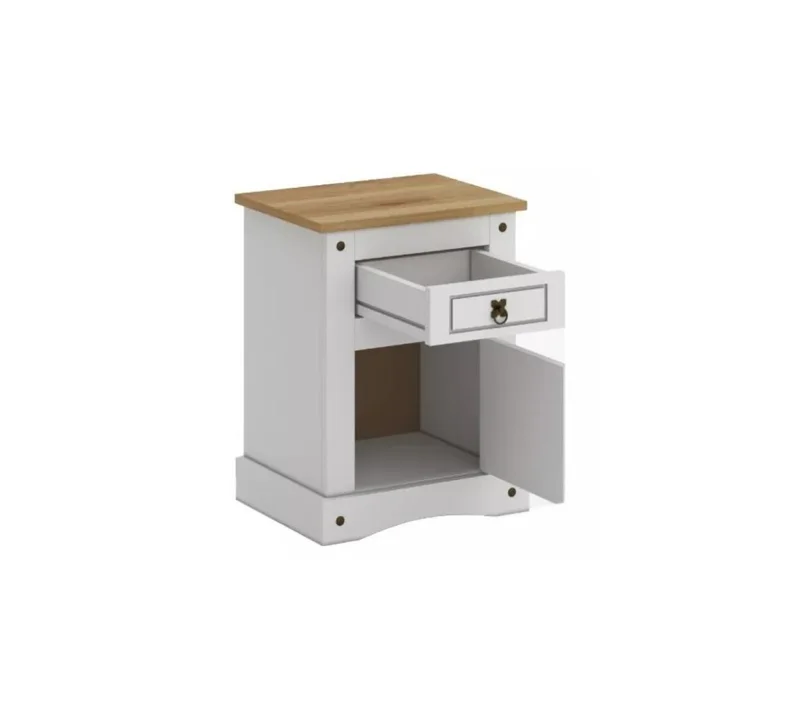 Mesa de luz 1 puerta 1 cajón - Linea mexicana - Blanco en Blanco - Mesas de luz, Uruguay | Rústico Hogar, vista 3