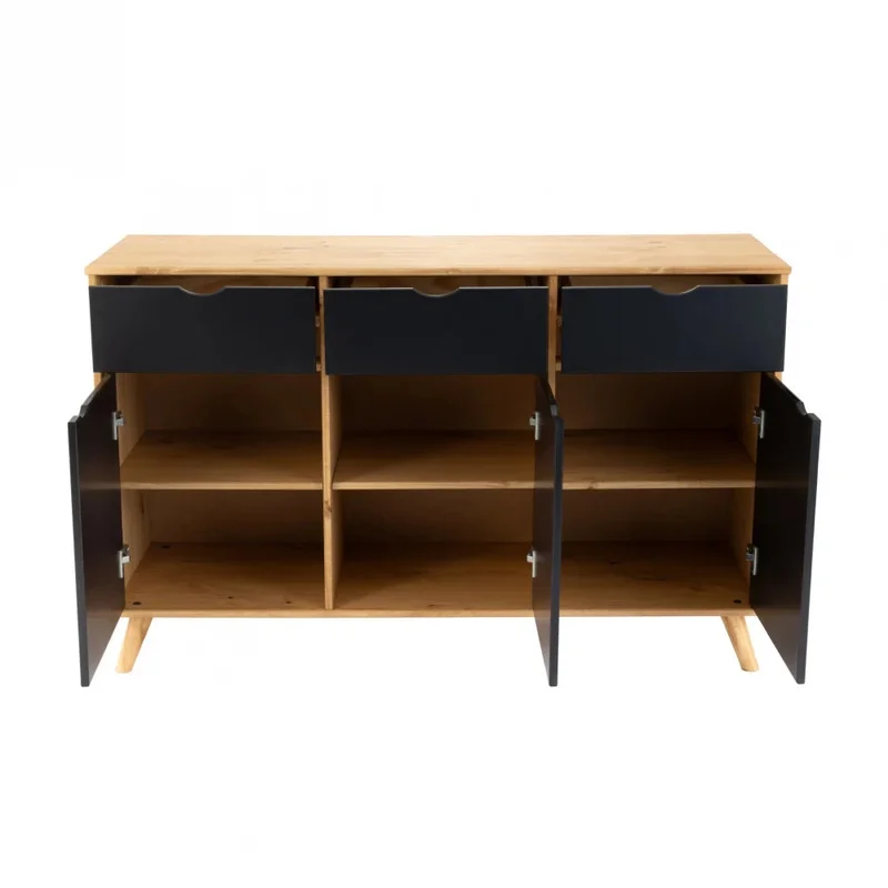 Aparador 3 Puertas 3 Cajones Negro - Línea Berlín en Negro - Muebles para TV, Uruguay | Ecowood, vista 3