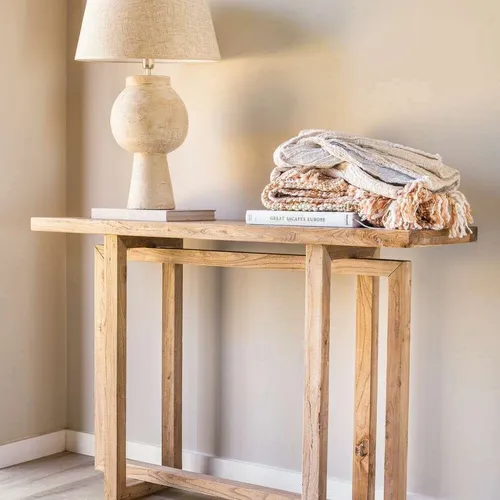 MESA DE ARRIMO / CONSOLA GEO - OLMO - 1.20 MTS en Madera natural - Bibliotecas, Uruguay | La Iberica
