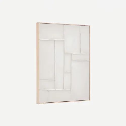Cuadro Klis de lino con formas geométricas blanco - 80 x 100 cm en Blanco, Gris - Decoración de pared, Uruguay | Kavehome