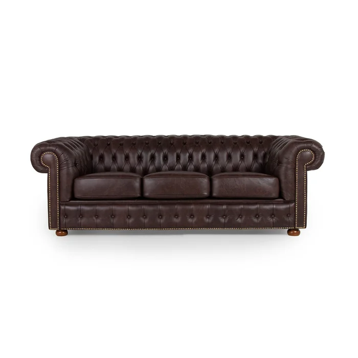 Sofá Chesterfield Novo - Cuero Advanced - 3 cuerpos - Havana en Marrón - Sillones y sofás, Uruguay | NYR, vista 2