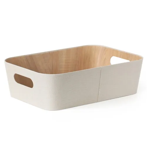 ORGANIZADOR CON ASAS 26.2X37.5X11CM EXT TELA CREMA en Beige - Canastos, Uruguay | Decohogar