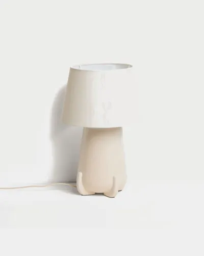 Lámpara de mesa Odra de cerámica crudo acabado brillante - crudo acabado brillante en Verde - Lámparas de mesa, Uruguay | Kavehome