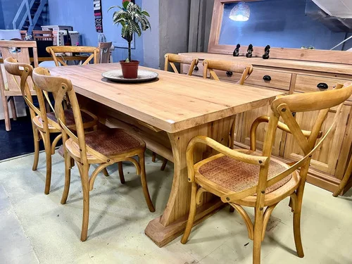 Juego Comedor Madera Maciza Campo Ozark 6 Sillas Vienesas A Eleccion en Madera natural - Mesas de comedor, Uruguay | Ozark Home, vista 2
