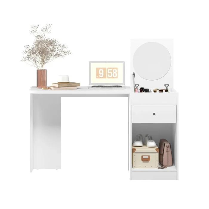Escritorio Tocador Espejo - Desejo - Blanco en Blanco - Escritorios, Uruguay | Ecowood, vista 3