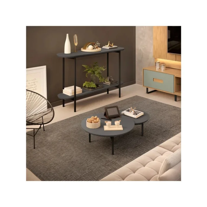 Mesa de arrime en MDF y Metal - Charlote Gris en Gris - Mesas de arrimo, Uruguay | Ecowood, vista 2