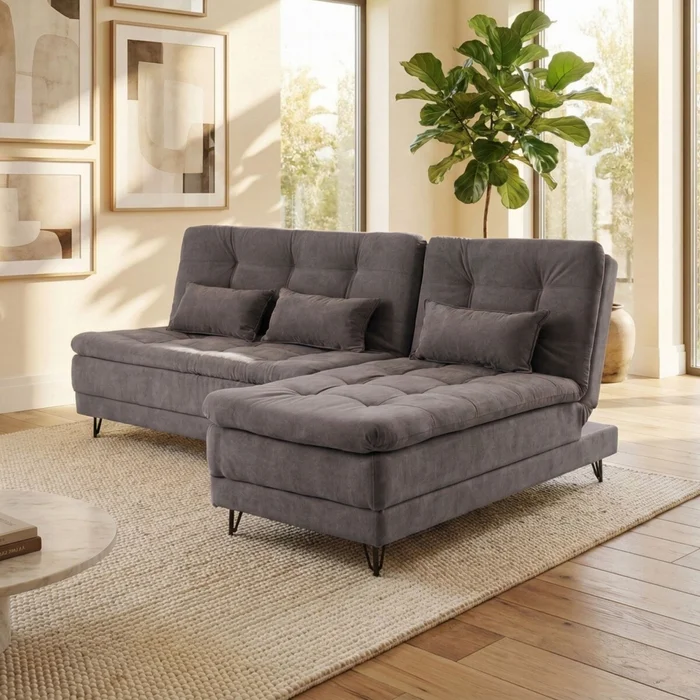 Sillón Cama con Chaise Izquierdo y derecho - Nice - Chumbo Steel en Gris - Sillones y sofás, Uruguay | Rústico Hogar