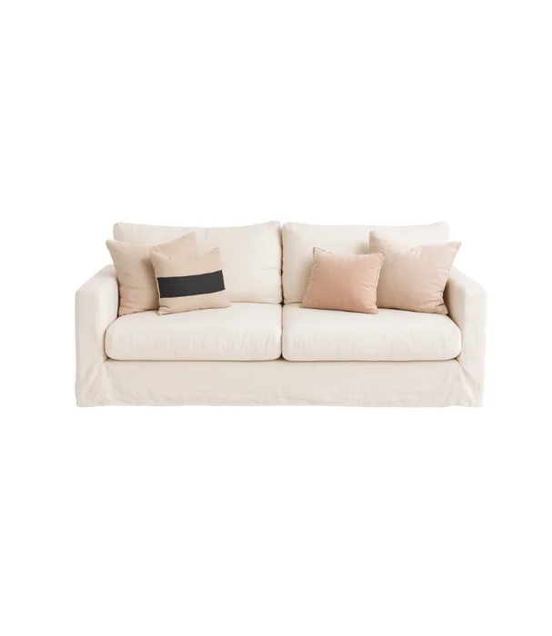 SOFA BISCARROSSE BLANCO LINO FRANCES 3 CUERPOS 206CM en Blanco - Sillones y sofás, Uruguay | Más Infinito Casa