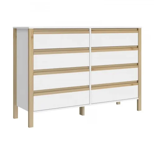 Comoda Combinado Madera 8 Cajones Blanco/Miel - Cómodas, Uruguay | Que Sal Muebleria