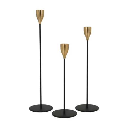 SET 3 CANDELABRO 8x23/28/33CM CON PUNTA DORADA en Dorado - Decoración, Uruguay | Koz