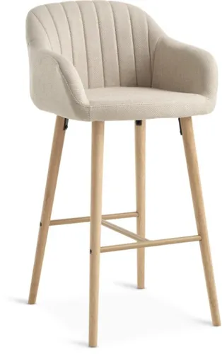 Taburete de bar ADSLEV tela beige/color roble en Beige - Mesas de comedor, Uruguay | JYSK