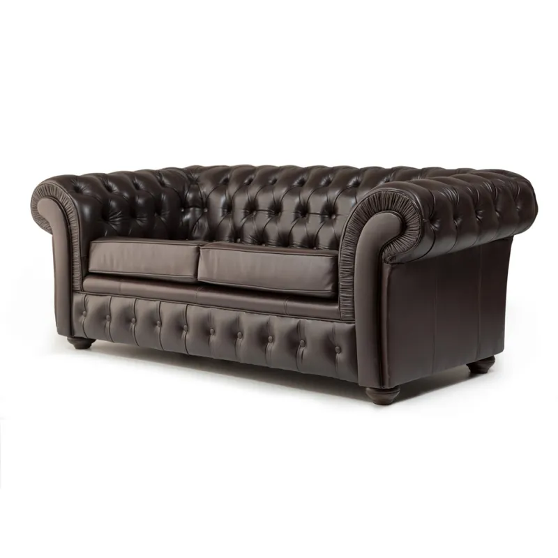 Sofá Chesterfield Divo - Cuero Natural - 2 cuerpos - A fabricar en Marrón - Sillones y sofás, Uruguay | NYR