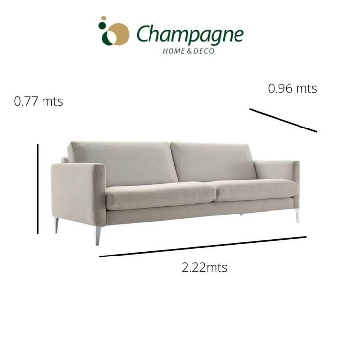 SOFA 3 CUERPOS - TAPIZADO TELA CLARA - PATA ALUMINIO en Beige - Sillones y sofás, Uruguay | Champagne Home, vista 2