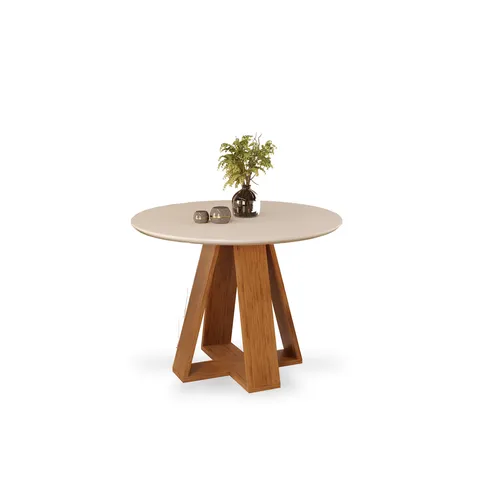 Mesa de Comedor Redonda - Celeste - FREIJO/OFF WHITE - Mesas de living, Uruguay | Concetto Casa