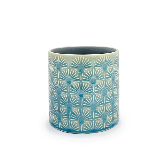 MACETA CERAMICA RAYITAS D10.5x11.5CM SURTIDO en Azul - Macetas, Uruguay | Decohogar