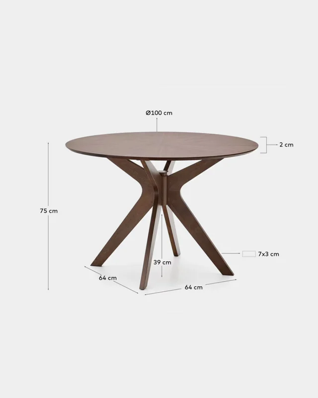 Mesa redonda Naanim - de chapa de nogal Ø 100 cm en Marrón - Mesas de comedor, Uruguay | Kavehome, vista 8
