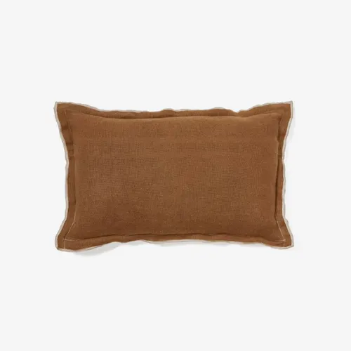 Almohadón Sagi de lino - de lino beige y marrón 30 x 50 cm en Marrón - Textiles, Uruguay | Kavehome