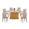 Juego Comedor 6 Sillas Tapizadas Mesa Tapa De Vidrio Ryze en CEDRO OFF WHITE/FREIJO LINHO NEVE - Mesas de comedor, Uruguay | Soy Hogar, vista 2
