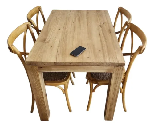 Juego Comedor Madera Maciza Rectilineo 4 Sillas 120x80-ozark A Eleccion en Madera natural - Mesas de comedor, Uruguay | Ozark Home