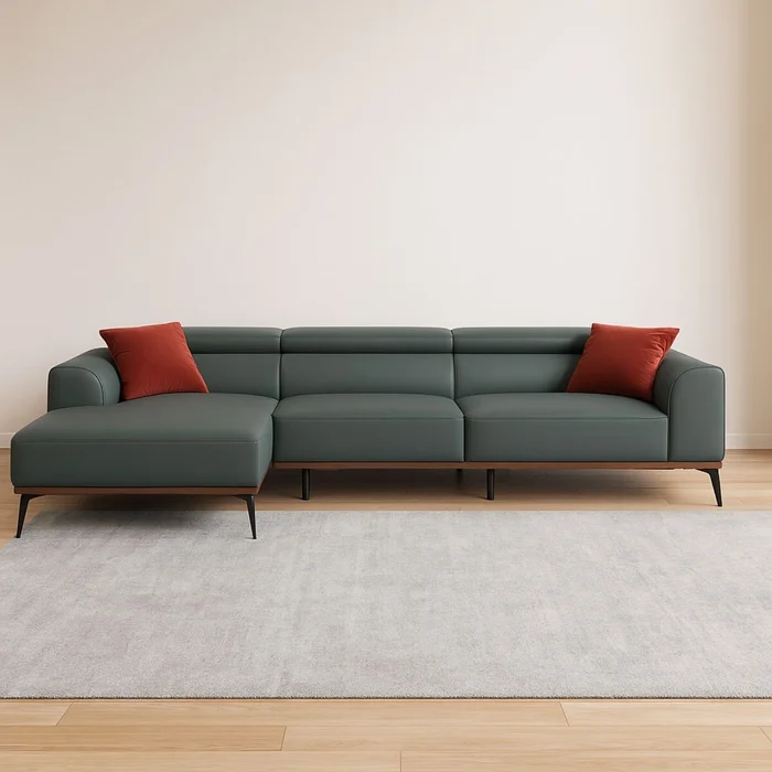 Sofá con chaise DUNA CUERO GRIS IZQUIERDO - Sillones y sofás, Uruguay | Viasono, vista 2
