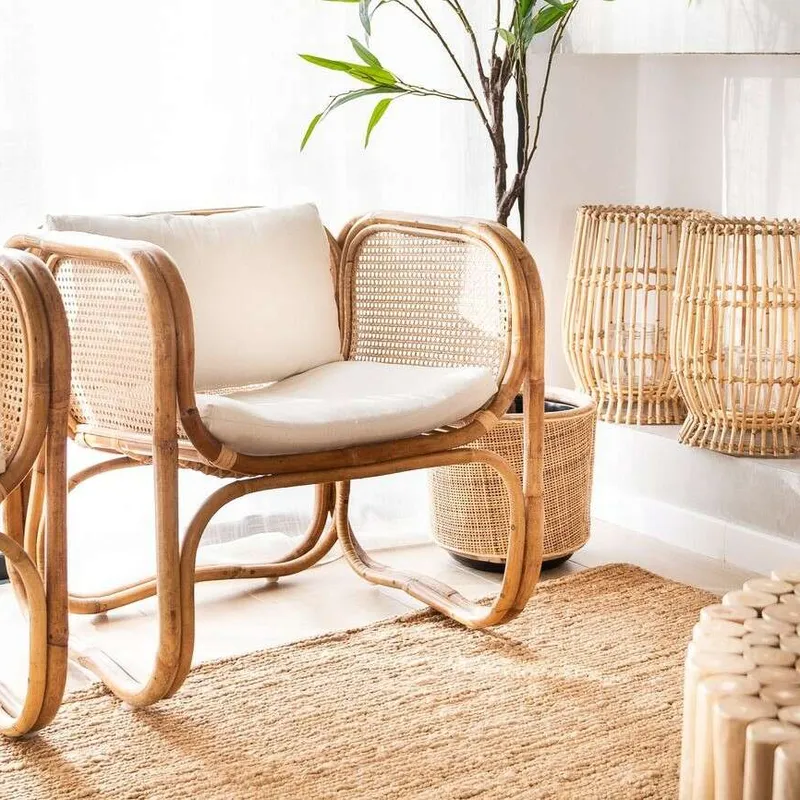 BUTACA LUCCA - BAMBOO Y ESTERILLA en Madera natural - Butacas, banquetas y puffs, Uruguay | La Iberica