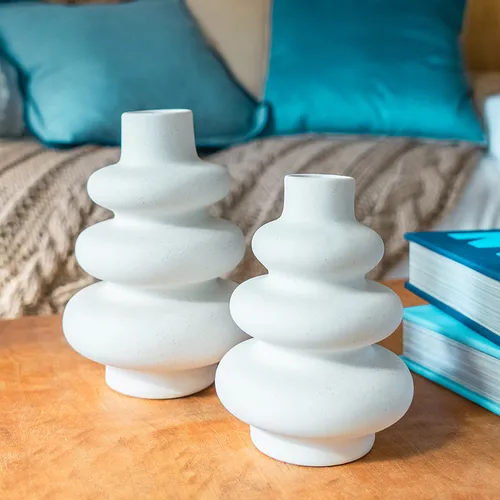 Set Jarrones Cerámica Donas en Blanco - Jarrones, Uruguay | Cabana