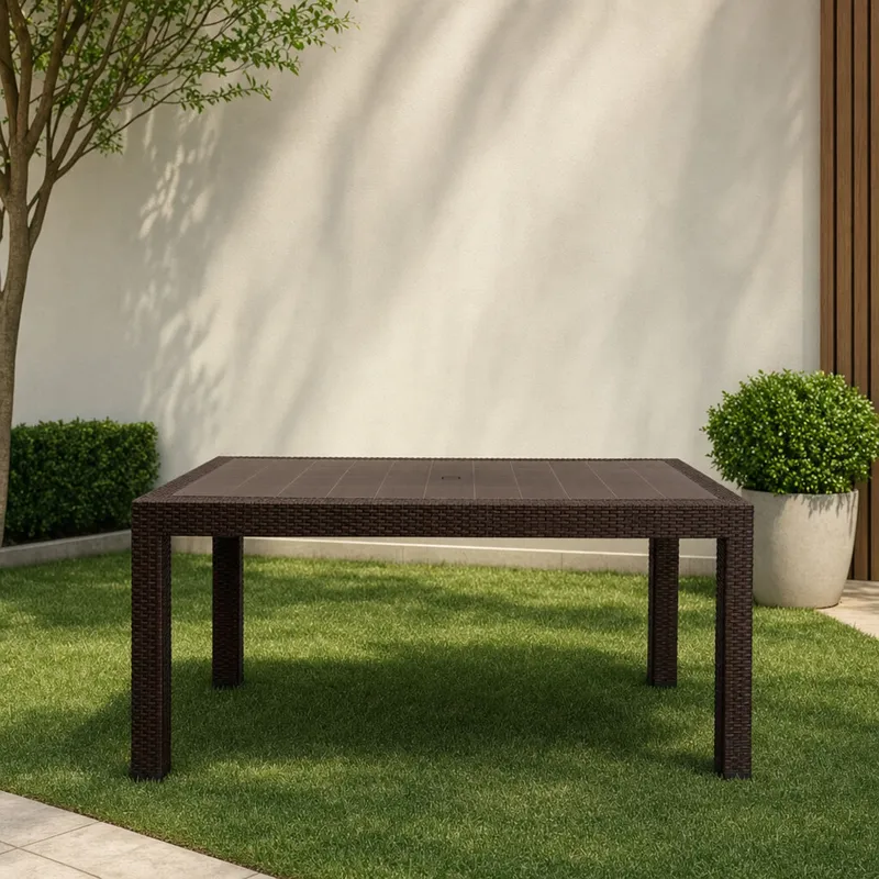 Mesa Comedor 150cm Polipropileno Marron Tulum en Marrón - Muebles para el exterior, Uruguay | Divino