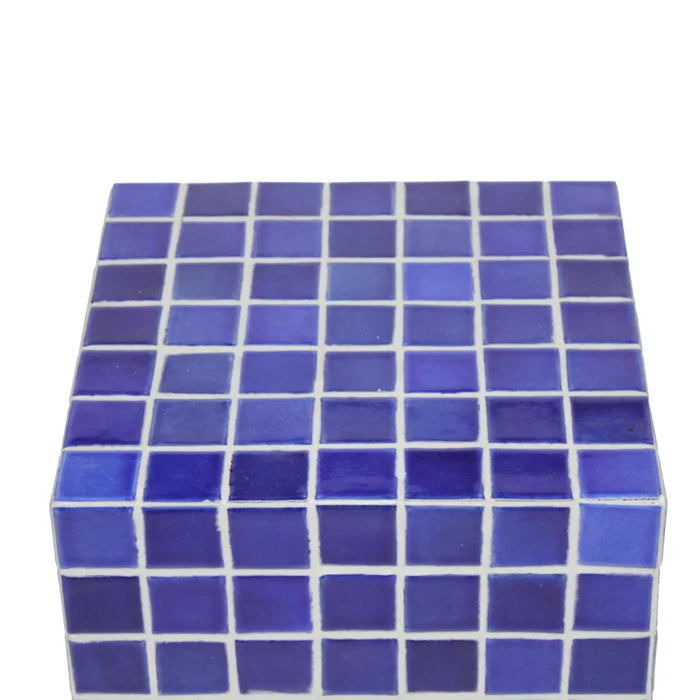 Mesa Lateral Ceramica Azul Egeo en Azul - Mesas de living, Uruguay | Divino, vista 3