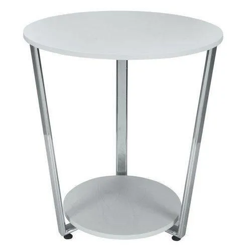 MESA LATERAL CON PATAS CROMO - COLOR BLANCO en Blanco - Mesas de living, Uruguay | Champagne Home