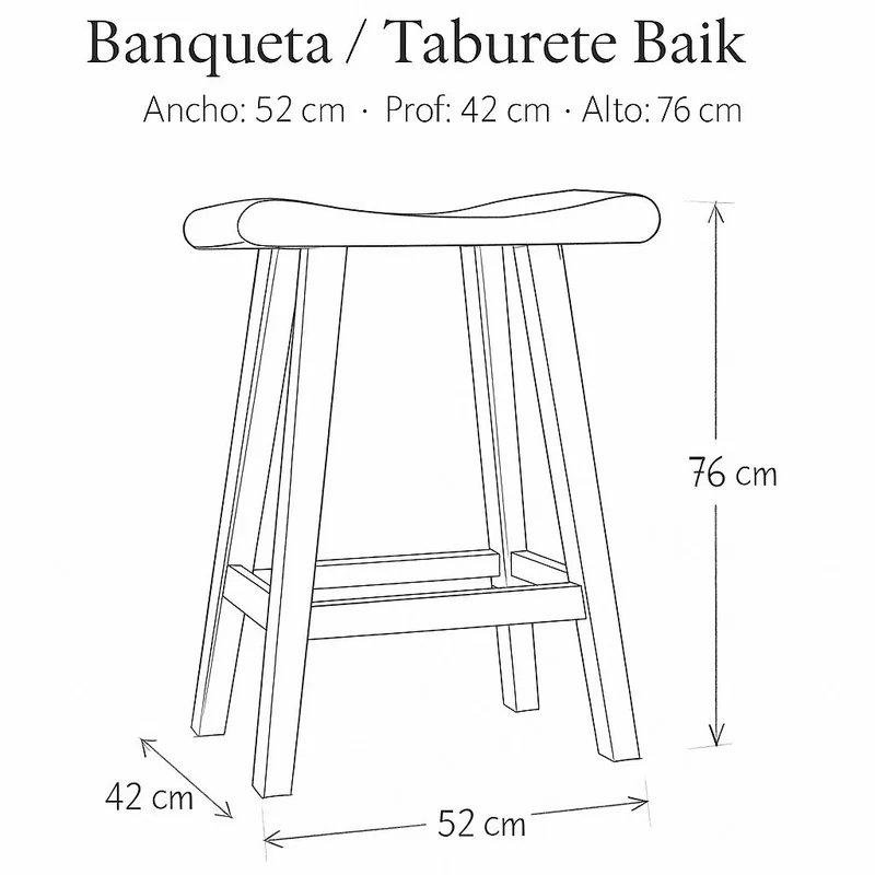 Taburete de Teca Baik | Casakos en Madera natural - Butacas, banquetas y puffs, Uruguay | Casakos, vista 10