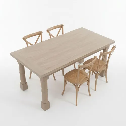Juego de Comedor Torneado + 4 Sillas Fito en Madera natural - Mesas de living, Uruguay | Diseno Montevideo