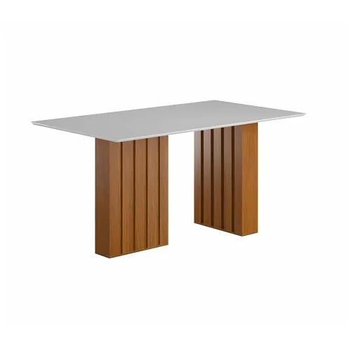 Mesa Santiago Ripada 1.60x0.90 C/vidrio Color Branco (43) en Blanco - Mesas de comedor, Uruguay | Castro
