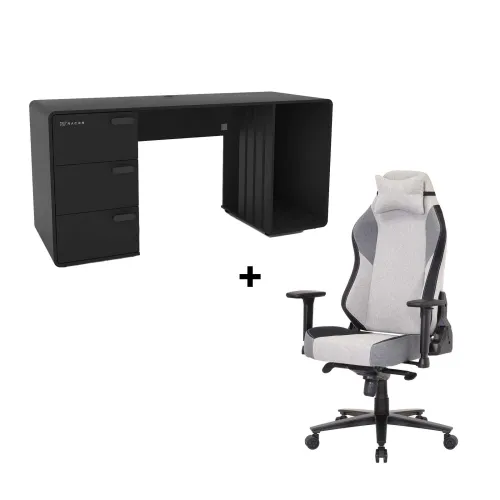 Silla Tela + Escritorio Gamer Station Xt en GRIS|NEGRO - Escritorios y sillas de escritorio, Uruguay | Divino