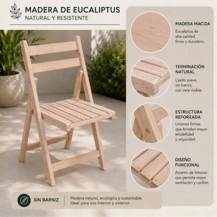 Set de exterior plegable en Madera natural - Muebles para el exterior, Uruguay | La Cueva Muebles, vista 4