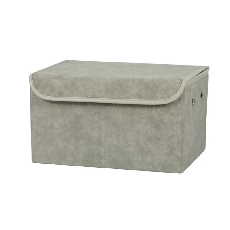 CAJA ORGANIZADOR RECT C/TAPA 38X29XH22CM PU GRIS en Gris - Canastos, Uruguay | Decohogar