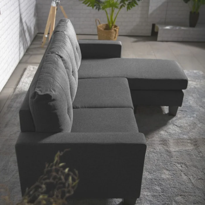 Sillon 3 cuerpos con chaise Herbie - GRIS en Gris, Uruguay | La Cueva Muebles, vista 4