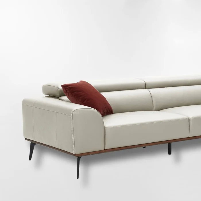 Sofá con chaise DUNA CUERO BEIGE DERECHO en Beige - Sillones y sofás, Uruguay | Viasono, vista 3