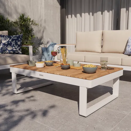 Mesa de centro Persea Blanca Rectangular en Blanco - Muebles para el exterior, Uruguay | Naterial Uruguay