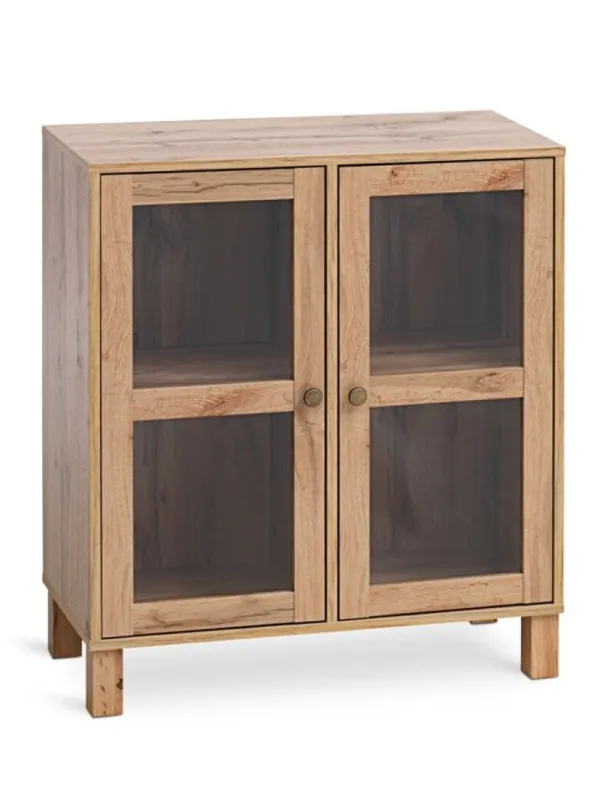 Vitrina SKALS roble y puertas de vidrio en Madera natural - Bibliotecas, Uruguay | JYSK