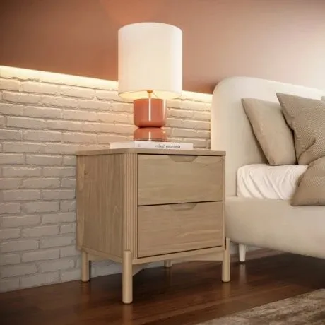 Mesa luz NEST REF.3300U – 2 Cajones en Madera natural - Mesas de luz, Uruguay | Igoa