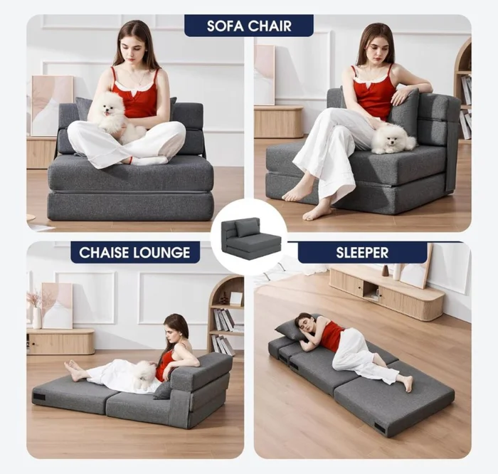 Sofa cama Foldie 1 cuerpo - Azul en Azul - Sillones y sofás, Uruguay | La Cueva Muebles, vista 4