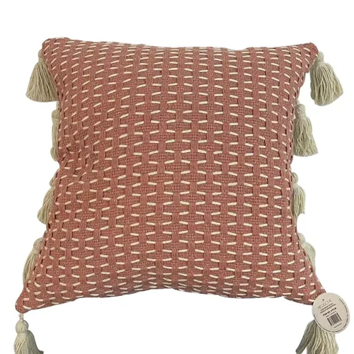 ALMOHADON TEJIDO C/BORLAS 45x45CM ROSA en Rosa - Textiles, Uruguay | Decohogar