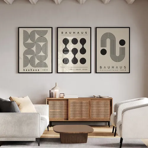 Bauhaus - Black & white en Beige - Láminas, Uruguay | La Cuadrería