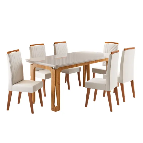 Comedor Elegante 6 Sillas Tapizadas 100% Mdp en Amarillo - Mesas de comedor, Uruguay | Soy Hogar