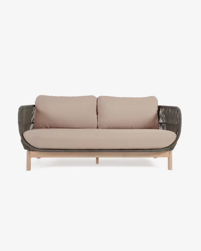 Sofá Catalina 3 plazas de cuerda - verde y madera maciza de acacia 170 cm FSC 100% en Verde - Sillones y sofás, Uruguay | Kavehome, vista 7