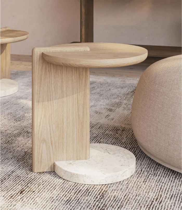 MESA LATERAL BAKERS ROBLE Y MARMOL D45XH52 en Madera natural - Mesas de arrimo, Uruguay | Masinfinito Casa, vista 2
