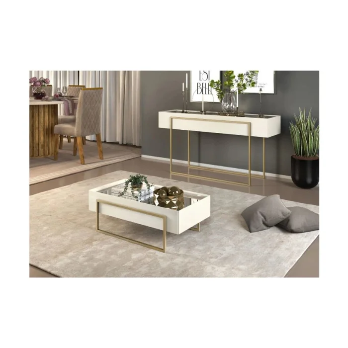 Mesa de Living Vidrio y Metal - Línea París - Blanco en Blanco - Mesas de living, Uruguay | Ecowood, vista 6